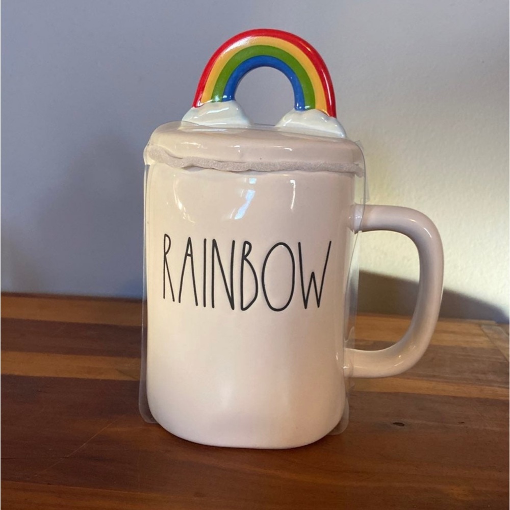 Rae Dunn Rainbow Mug with Topper